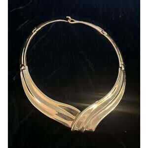 Vintage Napier Gold-Tone Sculptural Choker Necklace – Statement Collar